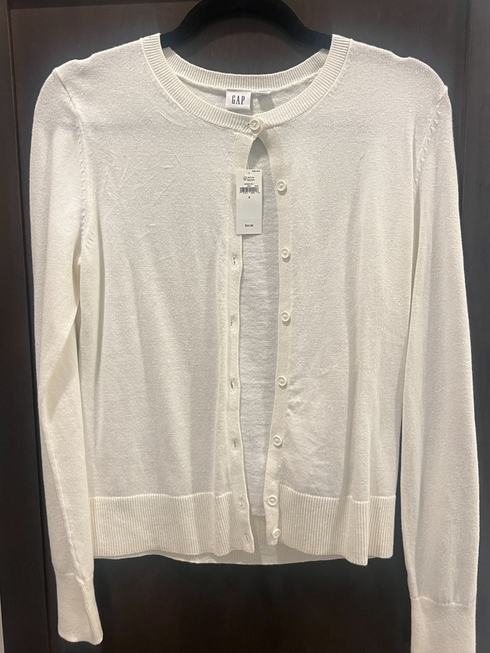 NWT GAP Women's White Crewneck Button Cardigan